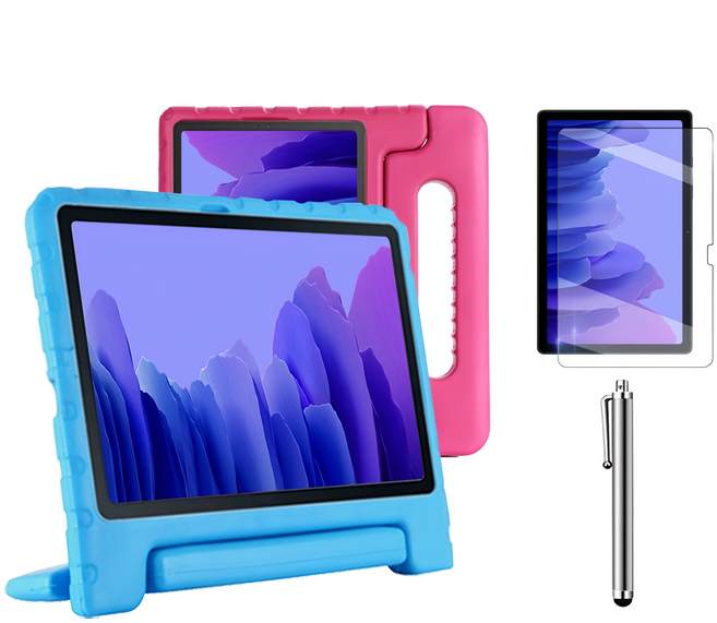 갤럭시탭A7 10.4 호환 에바폼 커버 케이스+액정필름+터치펜 SM-T500 T500N T505 T505N 케이스나라, 블루, 1개