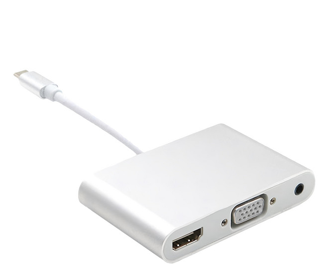 Bravo-U Type-c to 4K數位高解析/VGA電腦影音轉接頭(銀), 單一商品, 1個