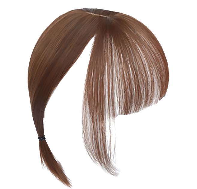 一片式空氣瀏海輕薄假髮 35cm, 棕色, 1個