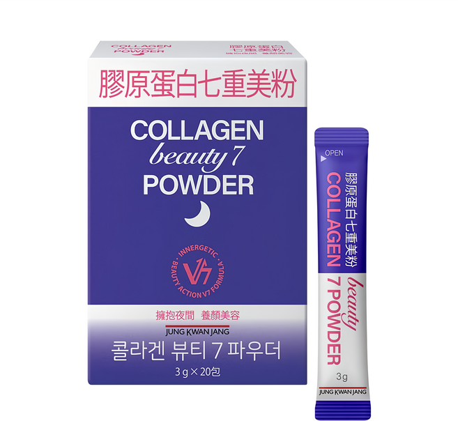 正官庄 膠原蛋白七重美粉 夜間修復 神經醯胺 石榴玻尿酸 20條, 60g, 1盒