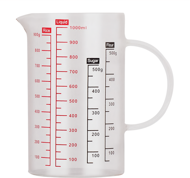 Pearl Horse 寶馬 玻璃多功能量杯 耐熱玻璃, 透明色, 1L, 1個