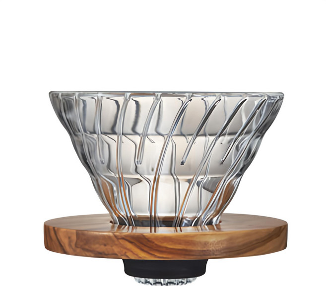 HARIO 好璃奧 玻璃濾杯 V60橄欖木 02 1~4杯, 1個