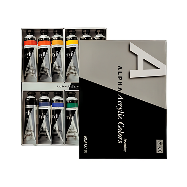 ALPHA COLOR 專家級壓克力顏料 B0312-4, 50ml, 12色