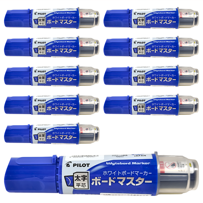 PILOT 百樂 WMBM18BMCL 可換卡水白板筆 粗字平芯, 藍色, 10支