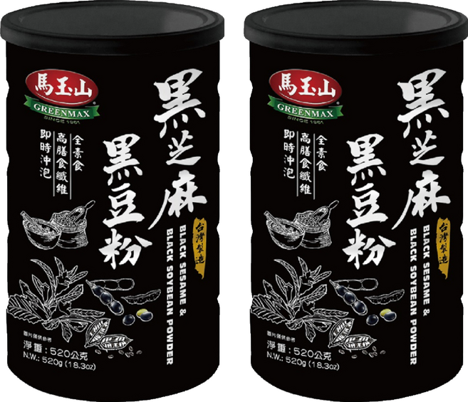 馬玉山 黑芝麻黑豆粉, 520g, 2罐