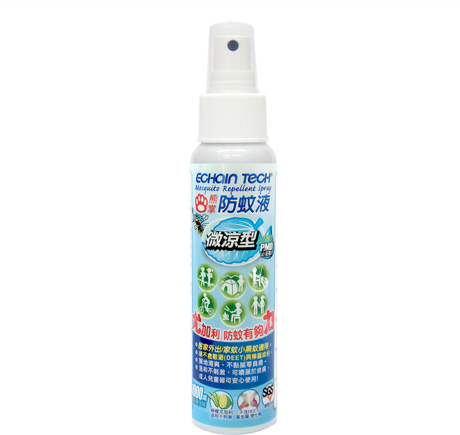 ECHain TeCH 熊掌防蚊液 草本微涼型 不含DEET SGS檢驗, 100ml, 1瓶