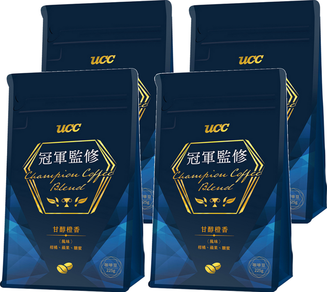 ucc 冠軍監修甘醇橙香咖啡豆, 咖啡豆(無研磨), 225g, 4包
