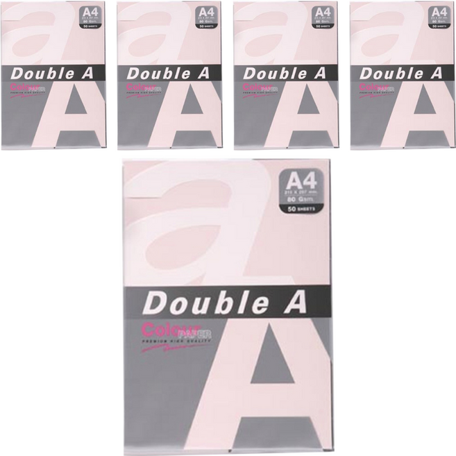 Double A 影印紙 淺粉紅 Pink 80g 50張, A4, 5包