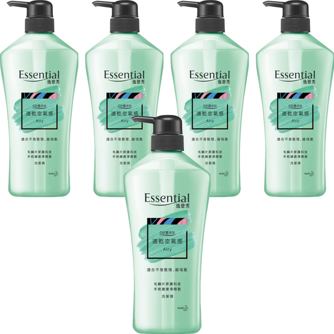 Essential 逸萱秀 速乾空氣感洗髮精 適合不易整理、扁塌髮, 700ml, 5瓶