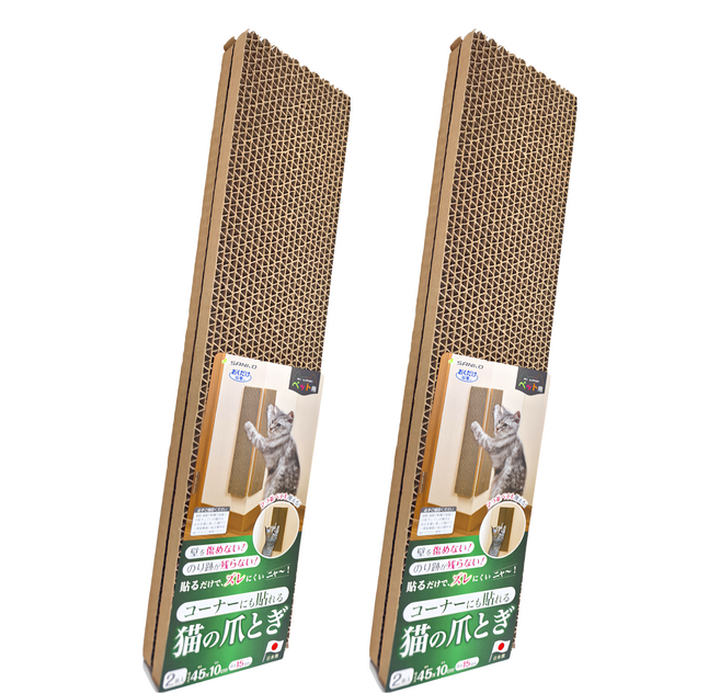 SANKO 可黏貼貓抓板日本製 KX-61 可重複使用 安全不傷牆壁, 原木色, 1組