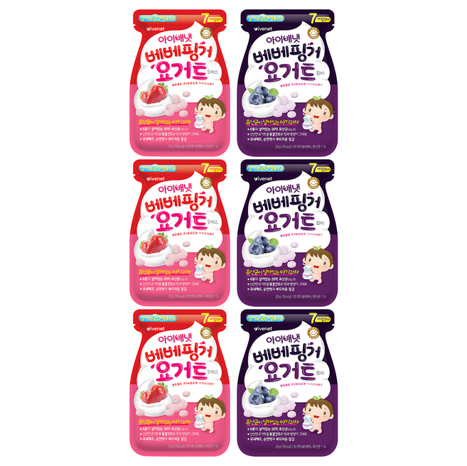 韓國 ivenet 優格豆豆餅 7M+, 草莓 + 藍莓, 20g, 6包