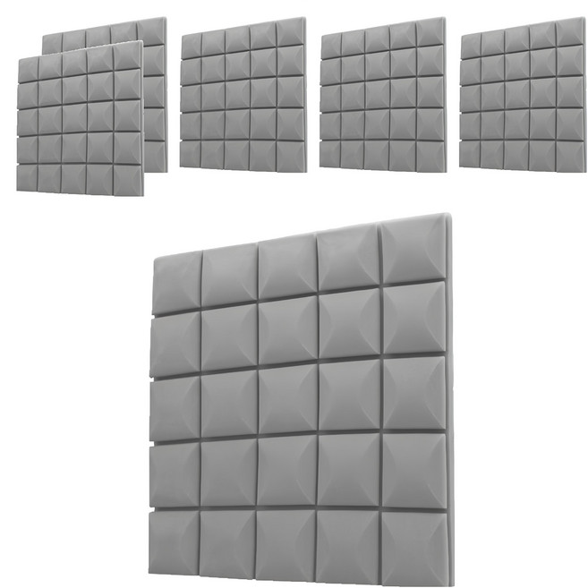 Osun 自黏阻燃高密度吸音隔音棉 蘑菇頭款 CE425 50 x 50 x 5cm, 灰色, 6個