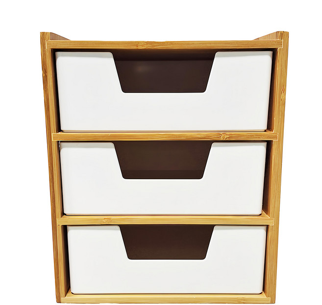 多功能木質收納盒加高款 20 x 19 x 23.8cm, 白色, 3層