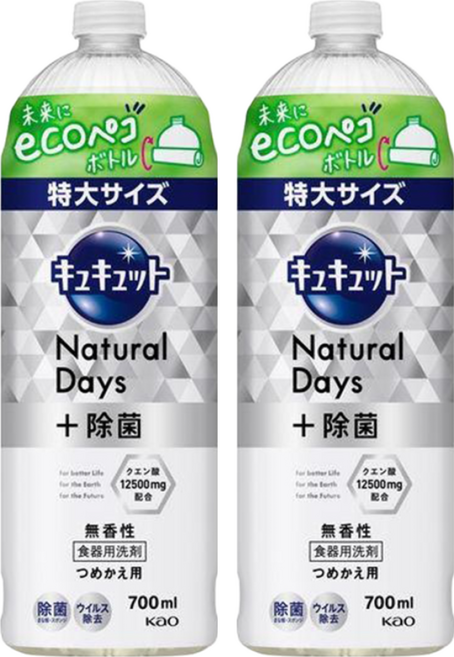 Kao 花王 Cucute Natural Days 洗碗精補充瓶, 700ml, 2瓶
