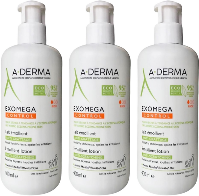 A-DERMA 艾芙美 燕麥新葉益護佳乳液 舒緩乾燥 減少搔抓 適用於嬰幼童/成人/老年人, 3件, 400ml