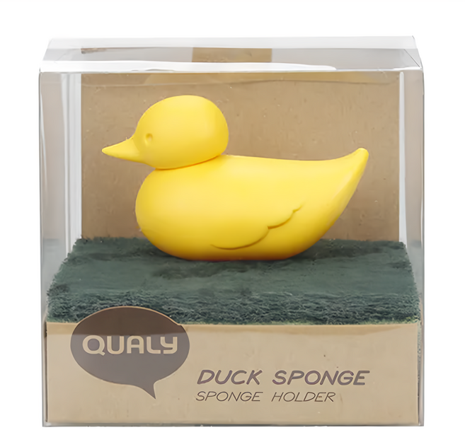 QUALy 戲水小鴨海綿架 85 x 50 x 90mm, 黃色, 1個