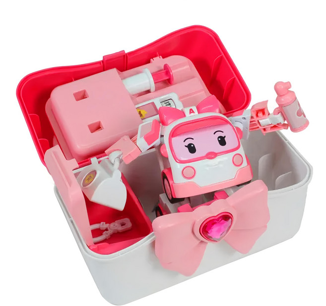 Silverlit 銀輝 LED變形安寶手提基地 攜帶方便 可變身機器人 附贈小配件 頭頂有LED閃燈, 粉色, 1組