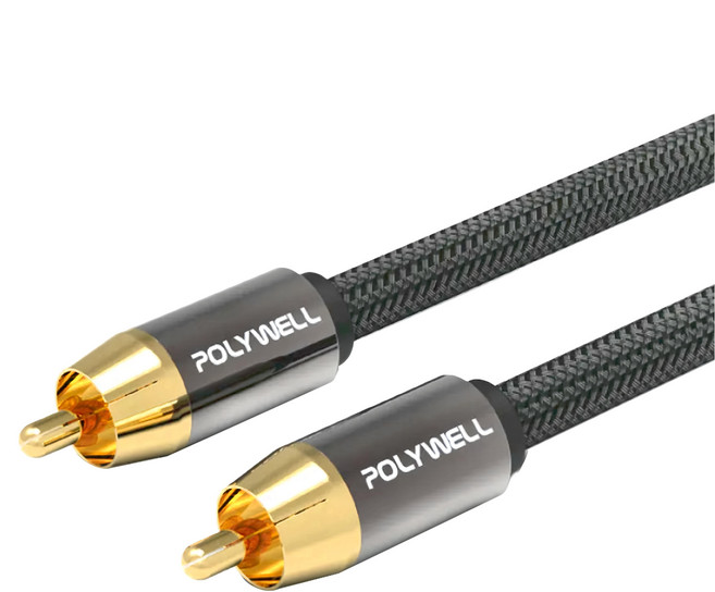 POLYWELL 寶利威爾 RCA數位音源銅軸線 3m, PW15-W52-B072, 1條