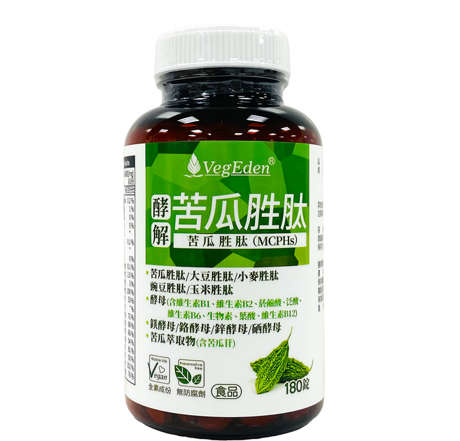 VegEden 蔬食伊甸園 苦瓜胜肽 620mg, 180顆, 1罐