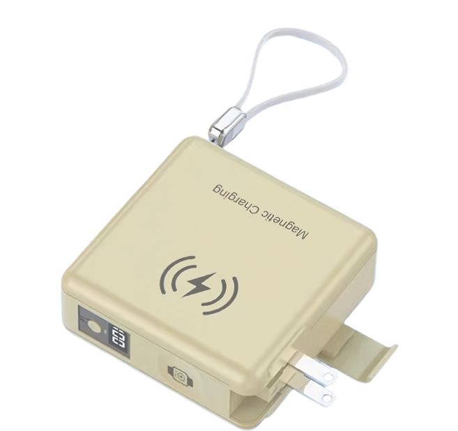 台灣 ONAIR 自帶線/無線充電行動電源 15000mAh, F12A, 奶茶色