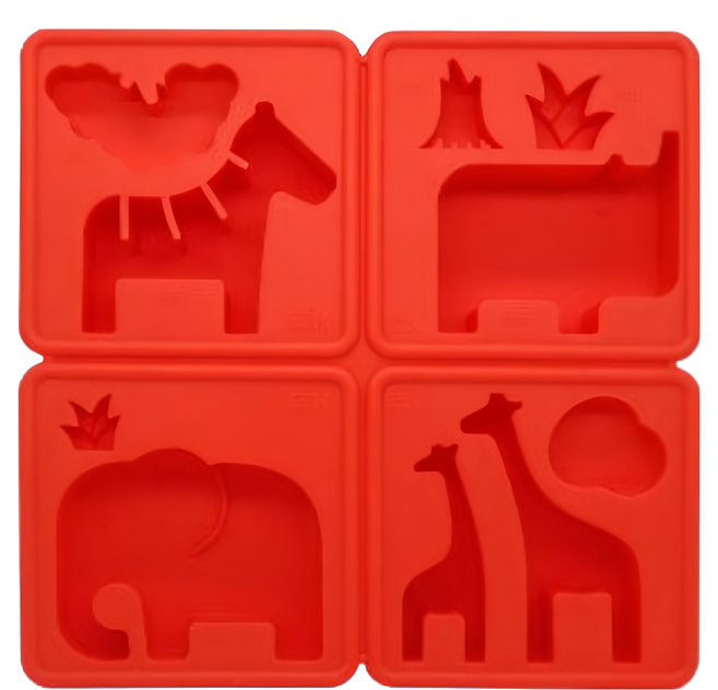 EEeEK 艾克 魔塊 Story mold 可愛動物造型模組 100%無毒Silicone矽膠 耐高溫250°C, 非洲象 紅色, 1組