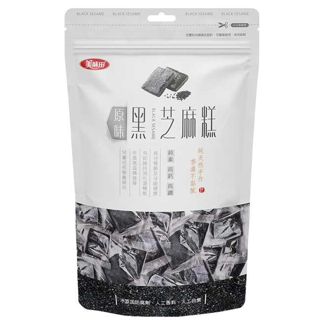 美味田 黑芝麻糕 原味 純素 口感Q彈 甜度適中 不黏牙, 250g, 1袋