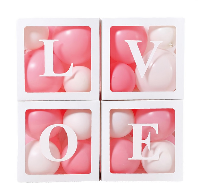 氣球盒子 30 x 30 x 30cm, LOVE 白色, 1個