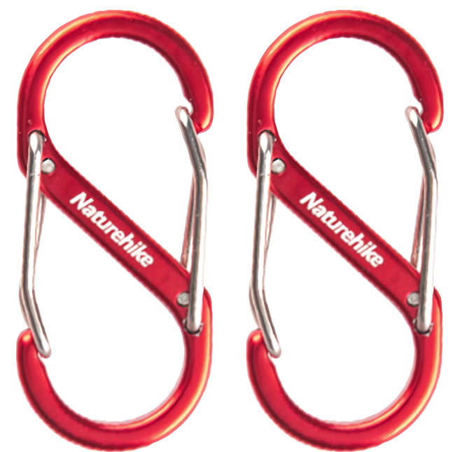 Naturehike 挪客 鋁合金S型登山扣 NH20GS004 5 x 2.3 x 0.8cm, 紅色, 2個