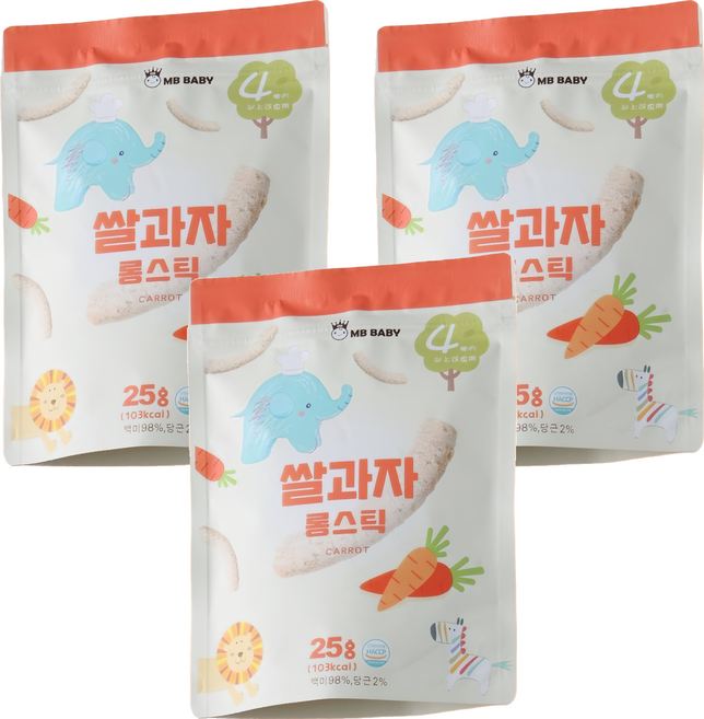 MB BABY 萌寶寶 米棒, 胡蘿蔔, 25g, 3包