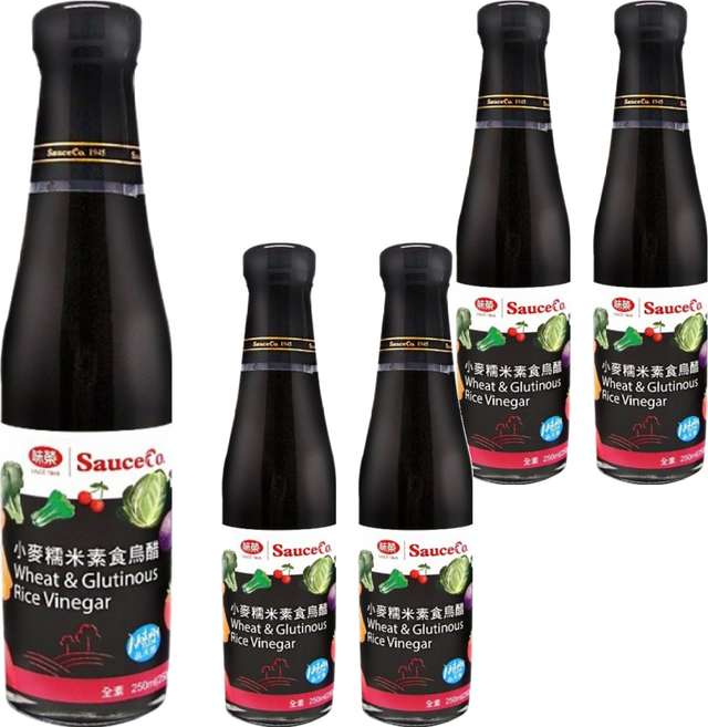 味榮 小麥糯米素食烏醋 天然生長無污染小麥與糯米 傳統古法陶缸一年100%純釀造 日式傳統風味, 250ml, 5瓶