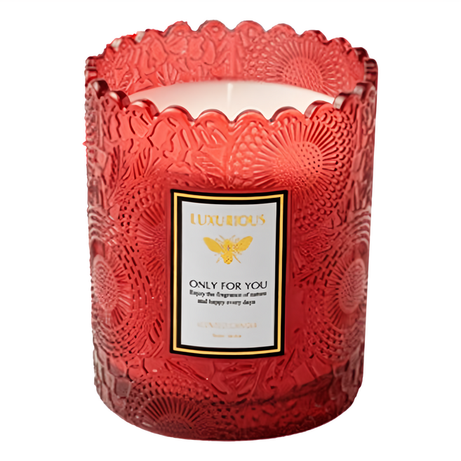 LUXURIOUS 浮雕蕾絲香氛蠟燭, 200g, 1個, 寶格麗夜茉莉