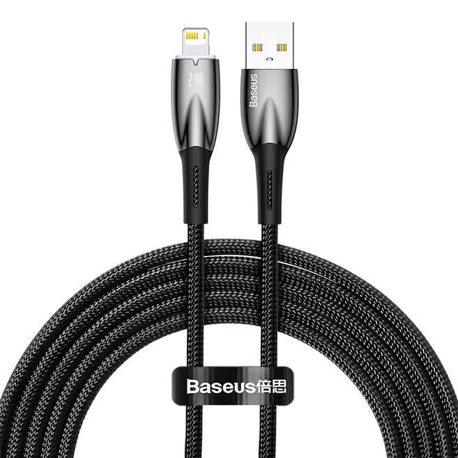 Baseus 倍思 環保系列 快充傳輸線 USB-iPhone 2.4A, 2m, 黑色, 1條