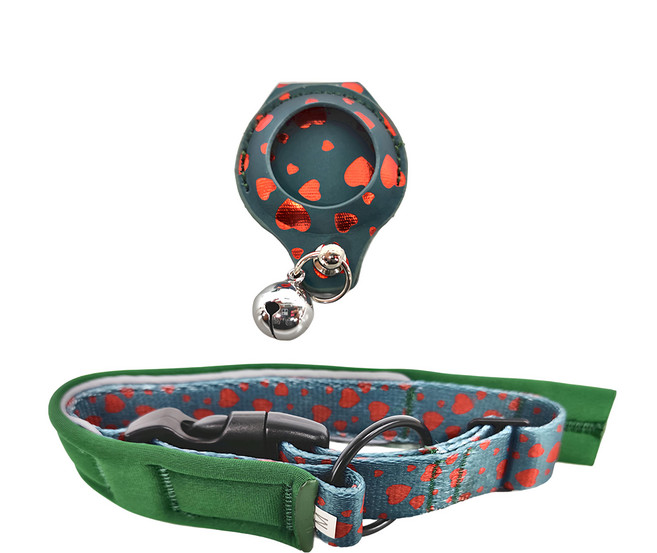 高品質寵物 Airtag項圈, 愛心綠色, 1個