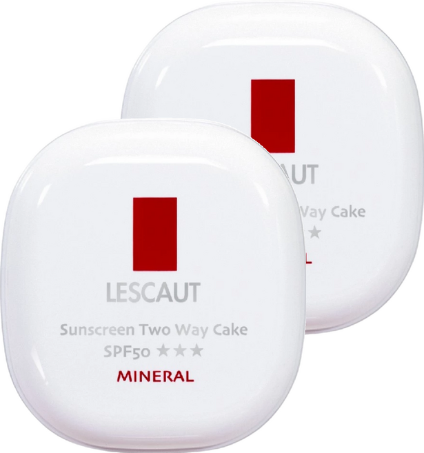 LESCAUT 蕾斯卡歐 防曬兩用粉餅 SPF50 03健康色 12g, 2個