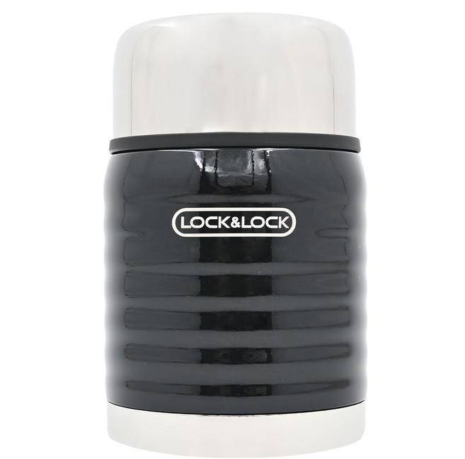 LocknLock 樂扣樂扣 波浪紋不鏽鋼保溫罐, 黑色, 550ml, 1個
