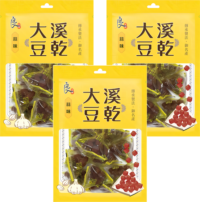 良澔 小小丁 豆乾 蒜味, 130g, 3袋