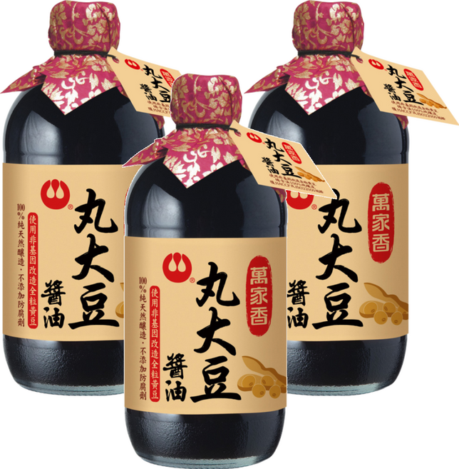 萬家香 丸大豆醬油, 450ml, 3瓶