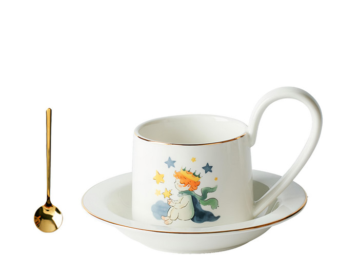 Homely Zakka 可愛原創小王子陶瓷咖啡杯碟禮盒, 星星, 1盒