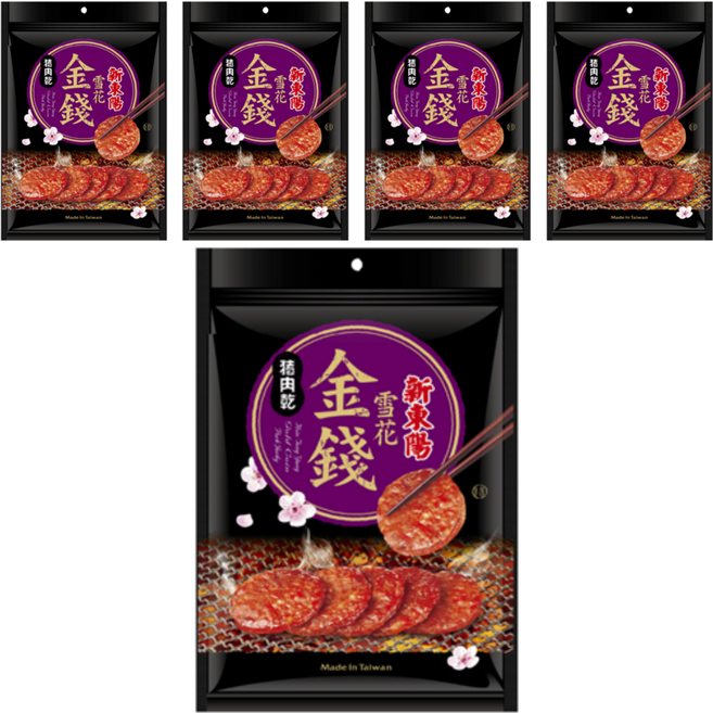 新東陽 雪花金錢豬肉乾, 200g, 5包