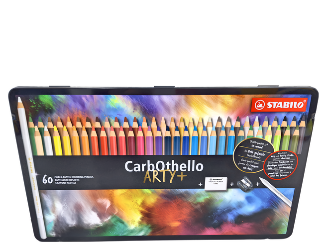 STABILO 思筆樂 CarbOthello 奧賽樂水性粉彩筆 鐵盒裝 60色, 1盒