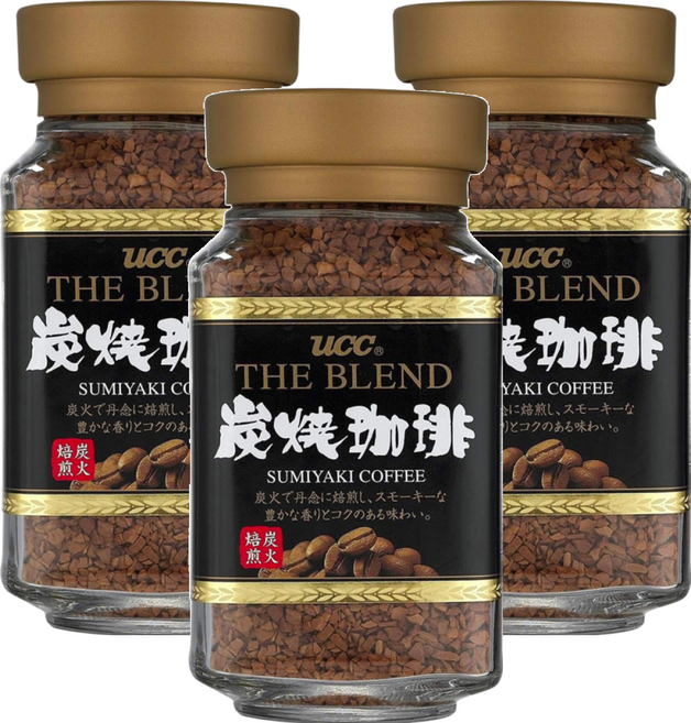 ucc 炭燒即溶咖啡, 90g, 1入, 3罐