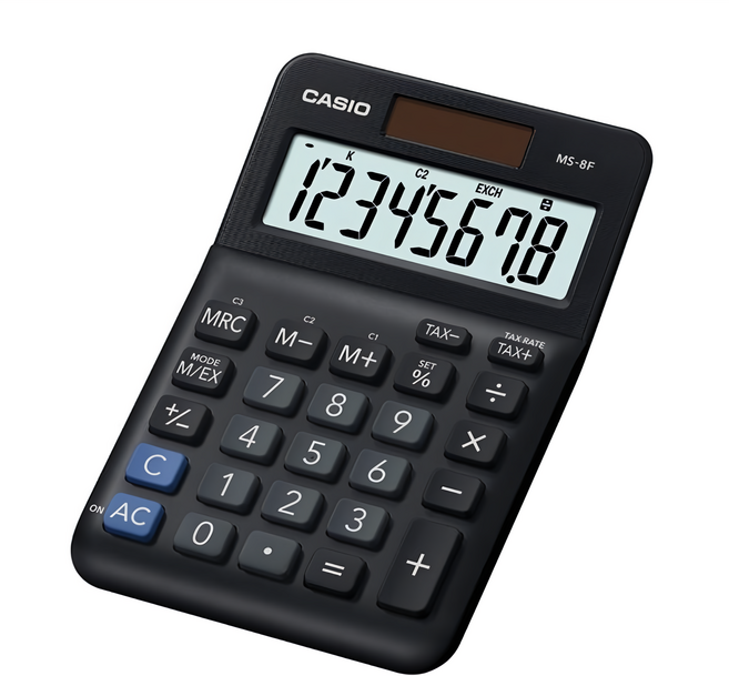 CASIO 卡西歐 計算機 8位數桌上小型計算機 103 x 28.8 x 147mm 110g, 黑色, 1個