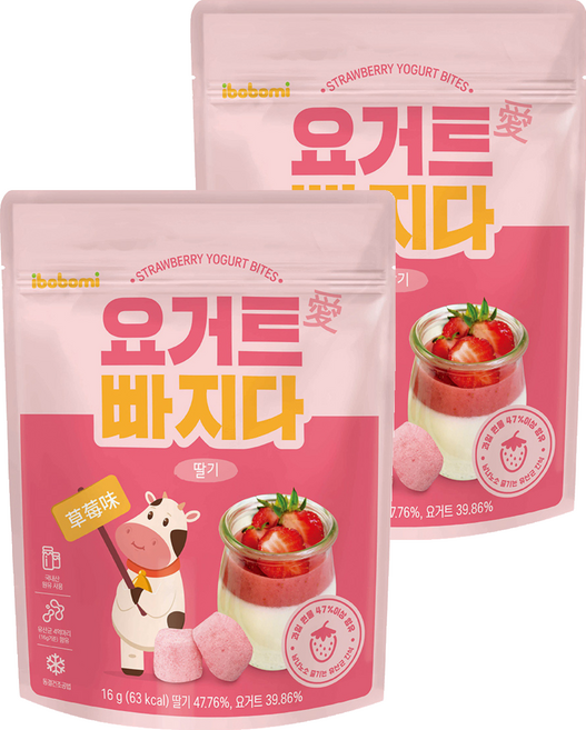ibobomi 乳酸菌優格點心, 草莓味, 16g, 2包