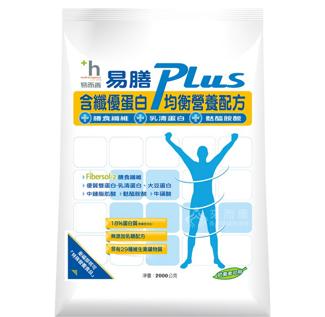 易而善 易膳PLUS含纖優蛋白均衡營養配方, 1盒, 2kg