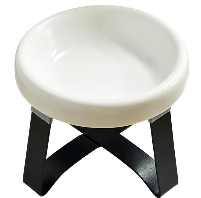 毛皇上 撞色飛碟陶瓷碗, 白碗 + 黑架, 1組