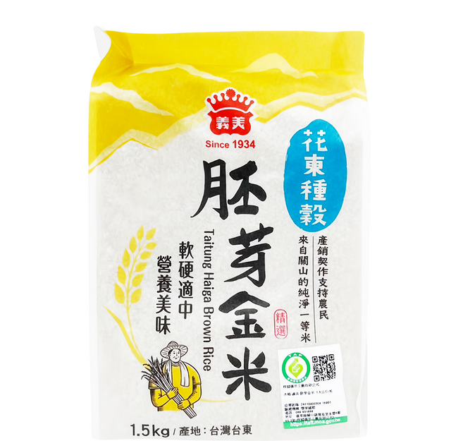 義美 花東種穀米胚芽金米, 1.5kg, 1包
