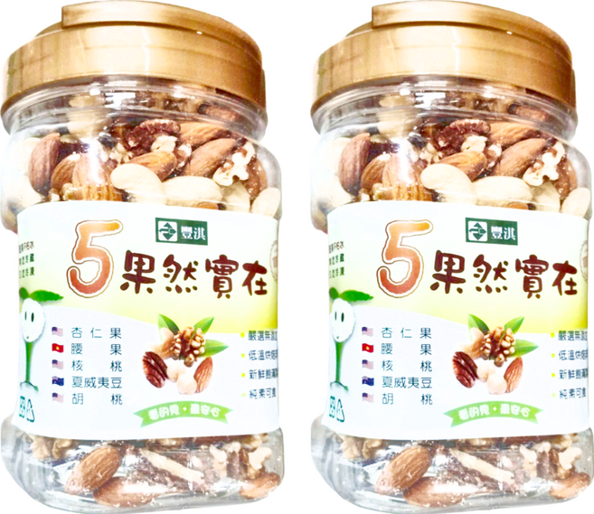 果然實在 豐淇 5綜合堅果 低溫烘焙, 360g, 2罐