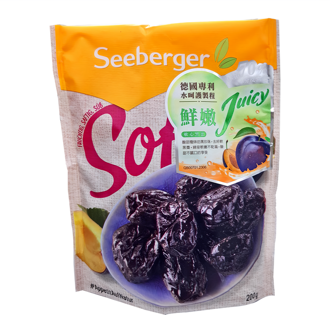 德國 Seeberger 天然去籽軟黑棗, 200g, 1包