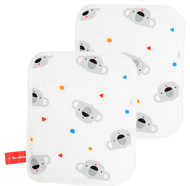 Familidoo 法米多 考拉純棉嬰兒小方巾 2條 白色 親膚透氣