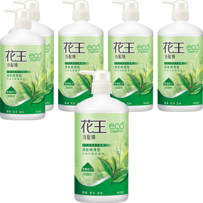 Kao 花王 洗髮精 清新順滑型, 750ml, 6瓶